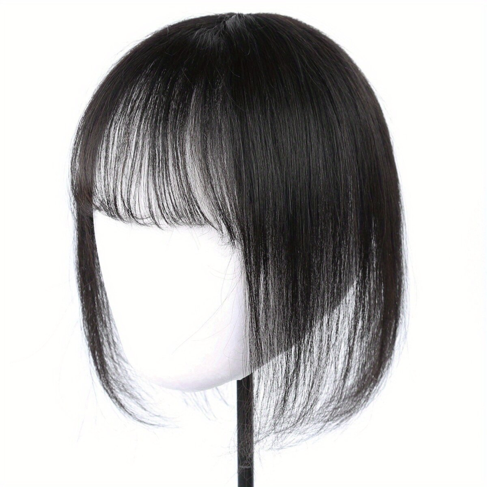 Unisex Black 100 Real Human Hair Toppers With Bangs For Women Clip In Bangs Hair Pieces For Thinning Hair Adds Extra Hair Volume And Volume Clip In Hair Extensions