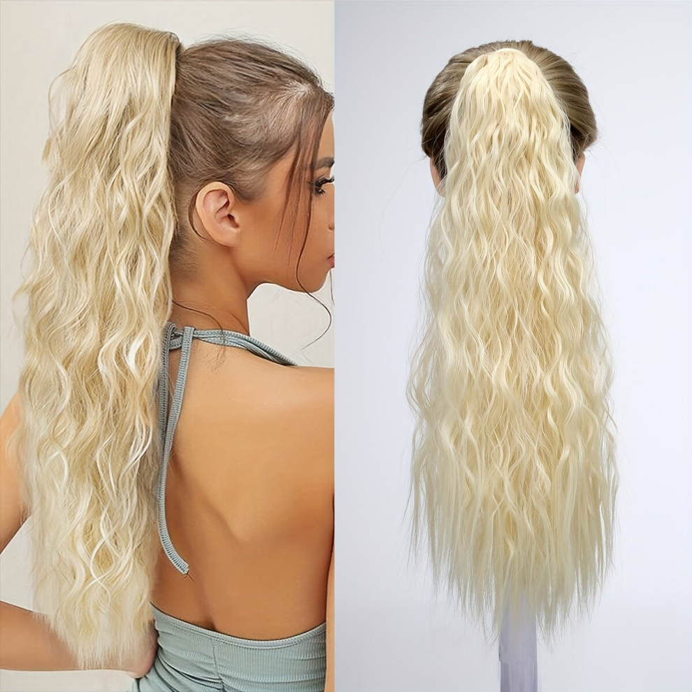 Unisex Multicoloured Ponytail With Hair Tie Wrapped Around Long Wavy Ponytail Extensions Synthetic Clip In Hair Extensions Natural Looking For Daily Use