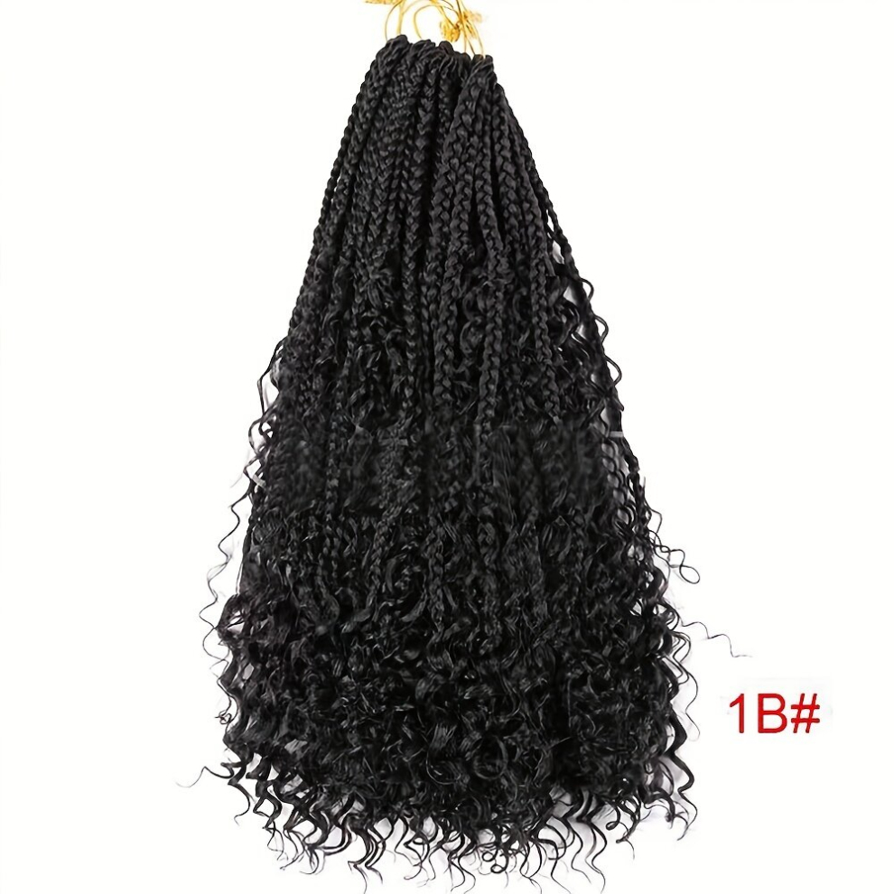 Unisex Multicoloured 16Strands Goddess Box Braids Crochet Hair 14 Inch Soft Faux Locs Synthetic Braiding Hair Extensions Ombre Box Braids Crochet Hair