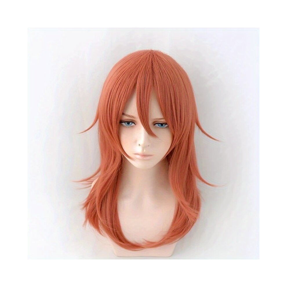 Unisex Orange Natural Looking Synthetic Wig For Girls And Women Perfect For Cosplay Halloween And Daily Wear