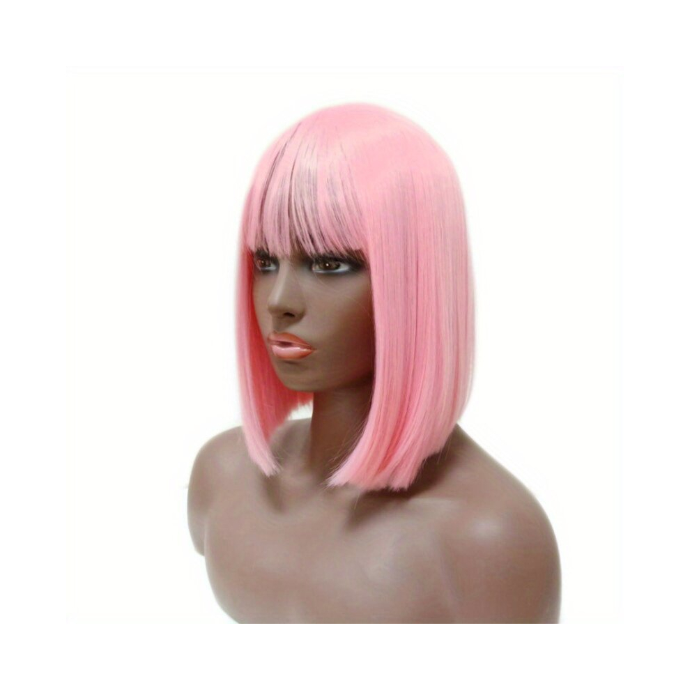 Synthetic Short Straight Bob Wig With Bangs For Women 613 Blonde Synthetic Heat Resistant Wig For Cosplay Halloween Party Use