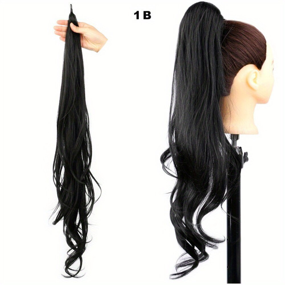 81 28 Cm Long Wavy Curly Flexible Ponytail Hair Extensions Wrap Around Synthetic Fiber Hair Extensions For Women Girls