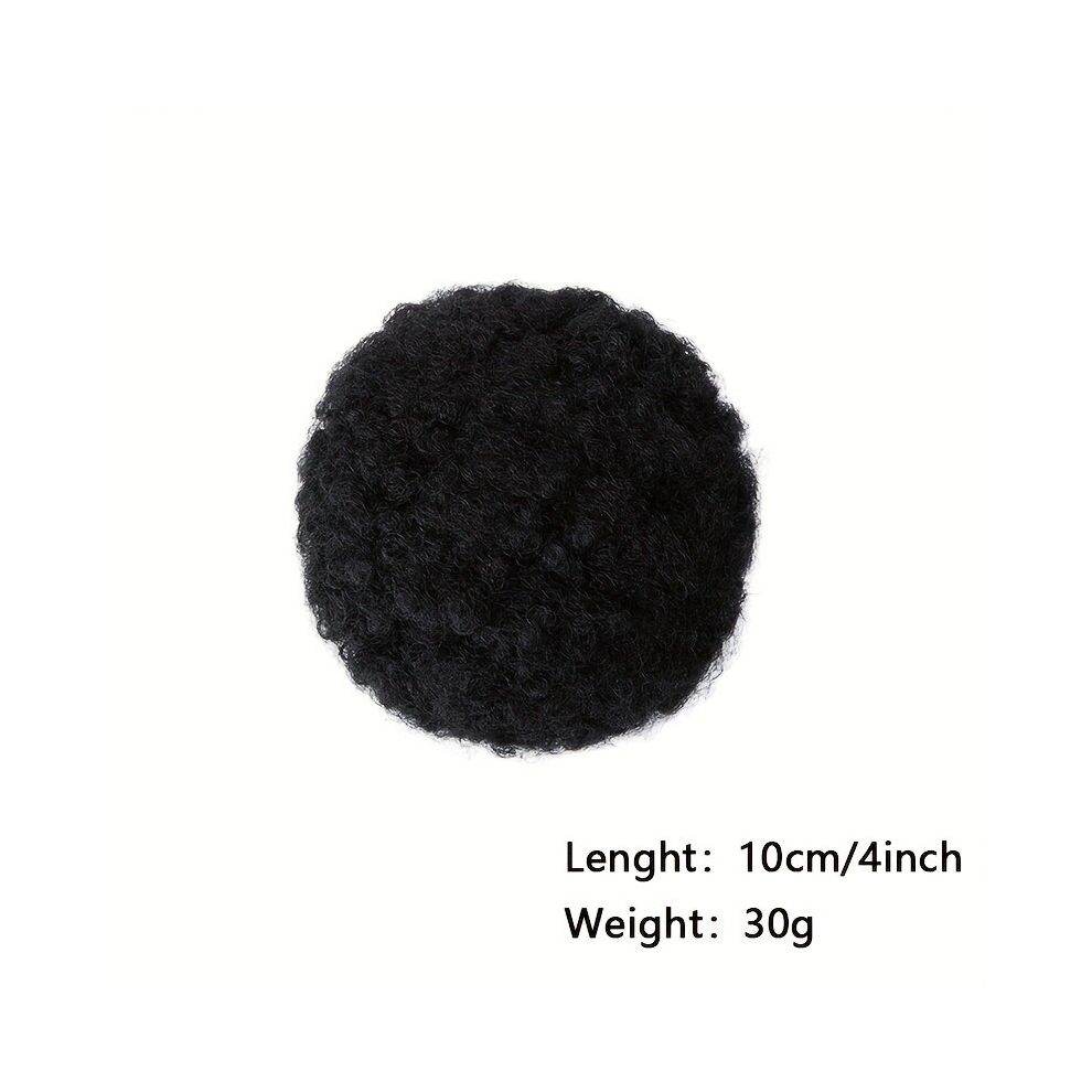 Afro Curly Bun Comb Clip Drawstring Ponytail High Temperature Fiber Wig Fluffy Ponytail Afro Curly Hair Synthetic African Bun Hair Extensions For Wome