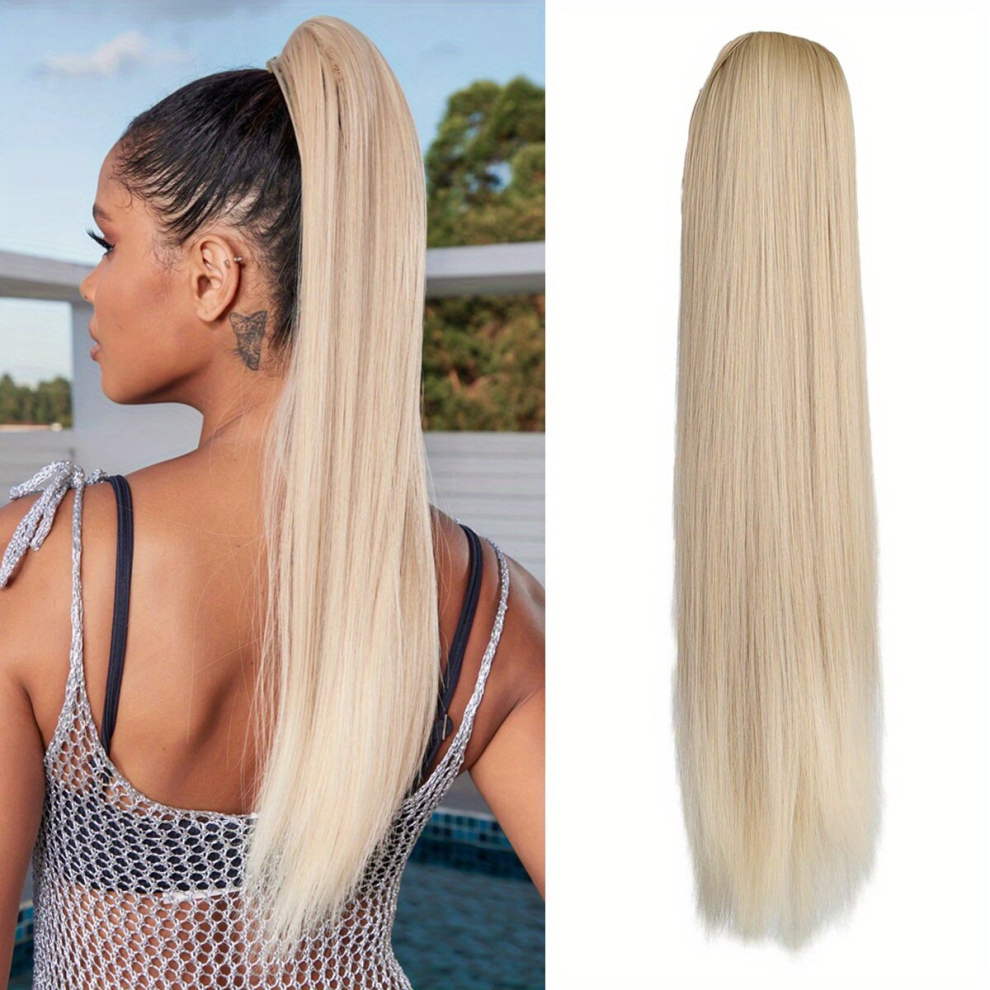 Ombre Brown Straight Ponytail Extension Drawstring Ponytails For Women Synthetic Straight Drawstring Ponytail 60 96 Cm