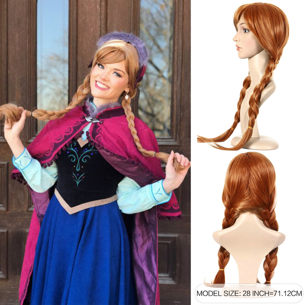 Unisex Multicoloured Princess Wig For Women Braided Brown Cosplay Wig Women Blonde Cosplay Wig Braided Synthetic Hair Girls Wig For Halloween Costume Party