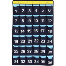 Sunrain Numbered Organizer Classroom Pocket Chart Compatible With Cell Phones Calculators Holders Blue (36 Pockets)