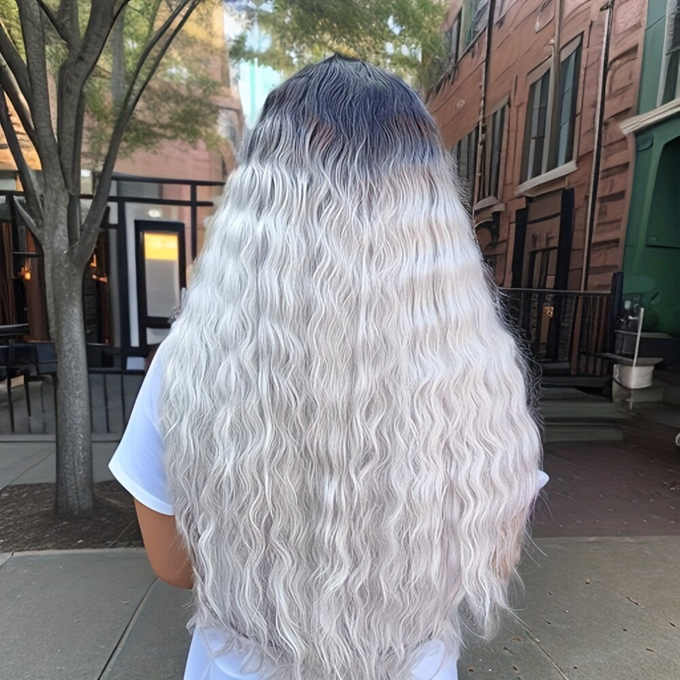 Unisex Multicoloured Ombre Long Curly Wavy Wig Synthetic Wig Beginners Friendly Heat Resistant Natural Looking For Daily Use