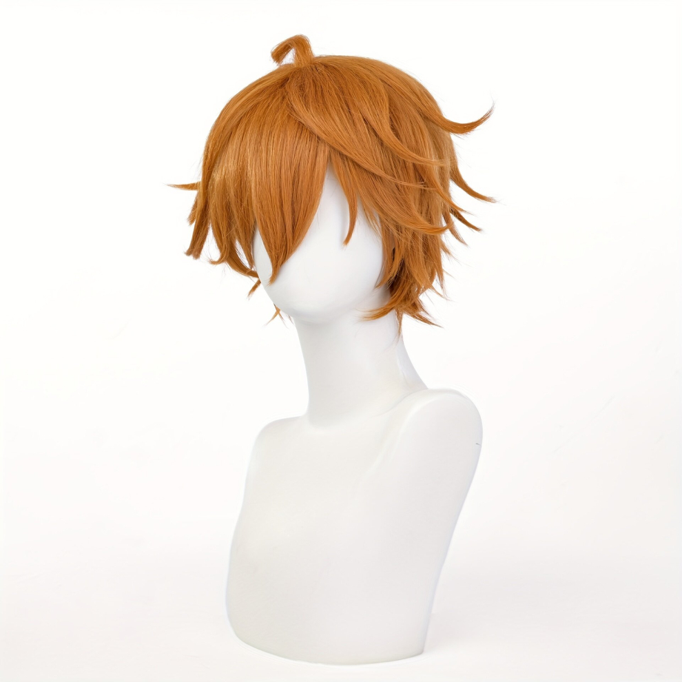 Unisex Multicoloured Costume Wigs Brown Short Spiky Wig Synthetic Wig With Bangs Anime Cosplay Wig For Halloween Cosplay Party