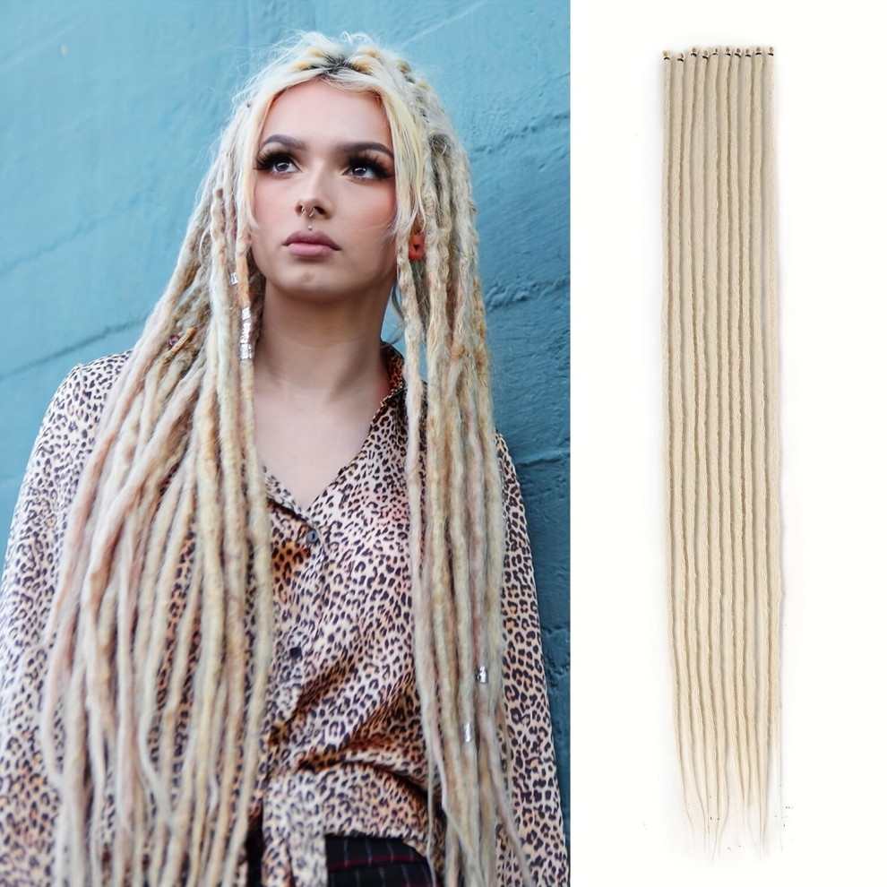 Unisex Multicoloured 10 Strands Blonde Dreadlock Extensions For Women And Men 10 Strands 36 Inch Synthetic Single Ended Dreads Extensions Thin 0 Synthetic Crochet Braided