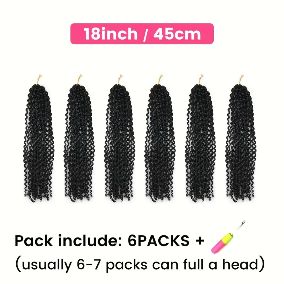 Unisex Black 6Pack 45 Dream Like Passion Twist Hair Extensions Crochet Curly Locs Braids Extensions For Women Synthetic Fiber Braiding Hair Extensions