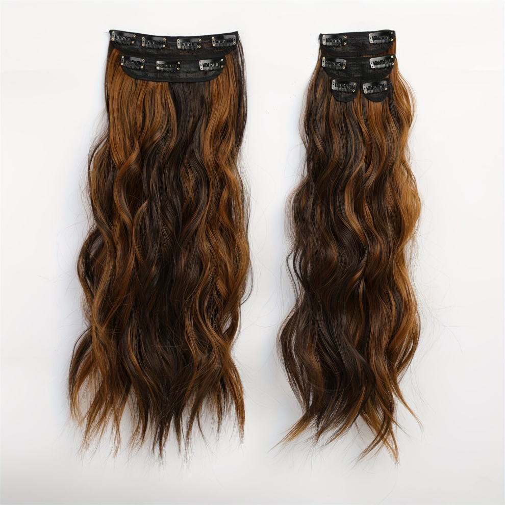 Highlight Long Wavy Hair Pieces Synthetic Clip In Hair Extensions Natural Looking For Daily Use
