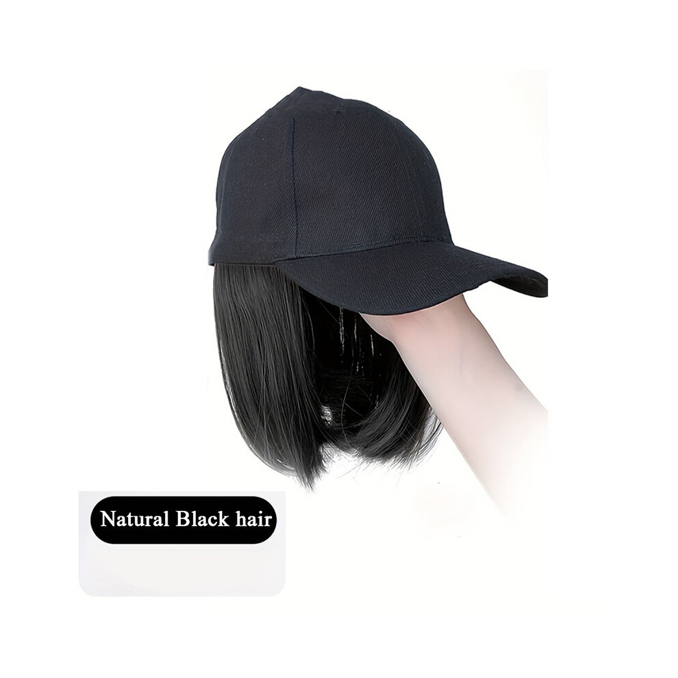 Synthetic Natural Wigs Hat Seamless Connection Hair Extension For Women Wigs Short Bob Baseball Cap Wig Adjustable