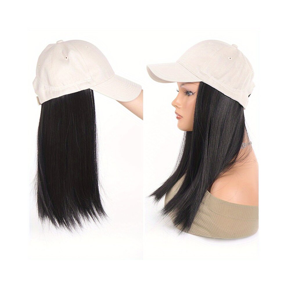 Hat Wig Long Straight Wig Synthetic Wig Beginners Friendly Heat Resistant Natural Looking For Daily Use
