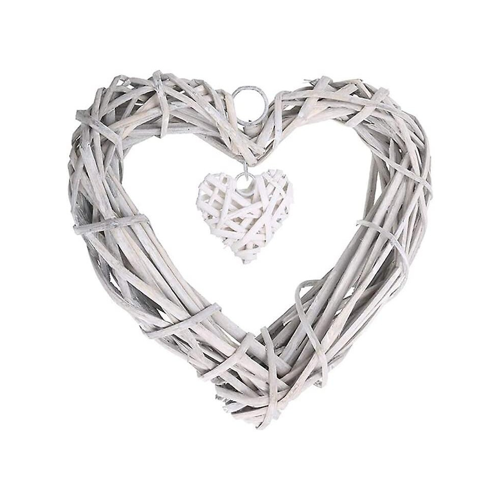 Door Wreath Wicker Heart Wreath Heart Shape Rattan Diy Craft Wicker Wreath Frame For Wedding Birthday Party Wall Hanging Decoration Ornament 1pc