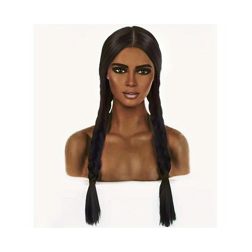 Unisex Multicoloured Cosplay Halloween Wig Double Ponytail Twist Braid Wig Synthetic Fiber Hair Replacement Wig For Halloween Cosplay Costume Party Wear