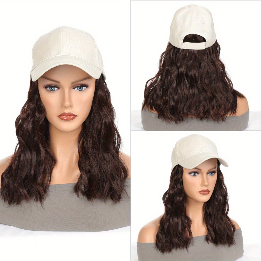 Hat Wig Long Curly Wig Synthetic Wig Beginners Friendly Heat Resistant Natural Looking For Daily Use