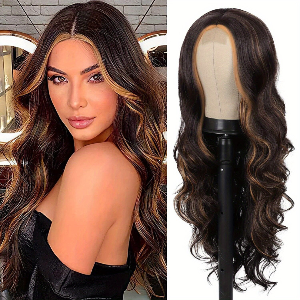 66 04 Cm Long Body Wave Hair Wigs Middle Part Curly Hair Wigs Synthetic Hair Replacement Wigs For Party Cosplay Halloween Use