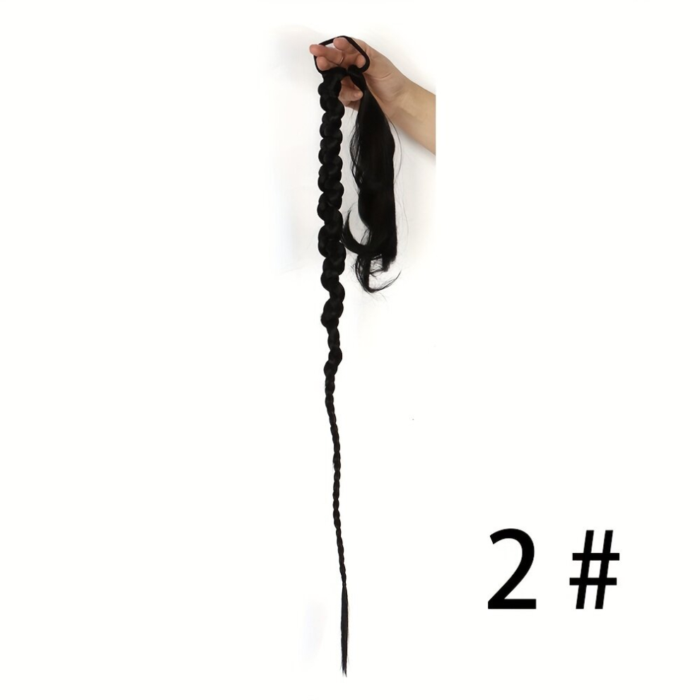 Unisex Multicoloured Long Braid Ponytail Extension With Elastic Tie Around Braid Hair Extensions Ponytail Synthetic Hairpiece