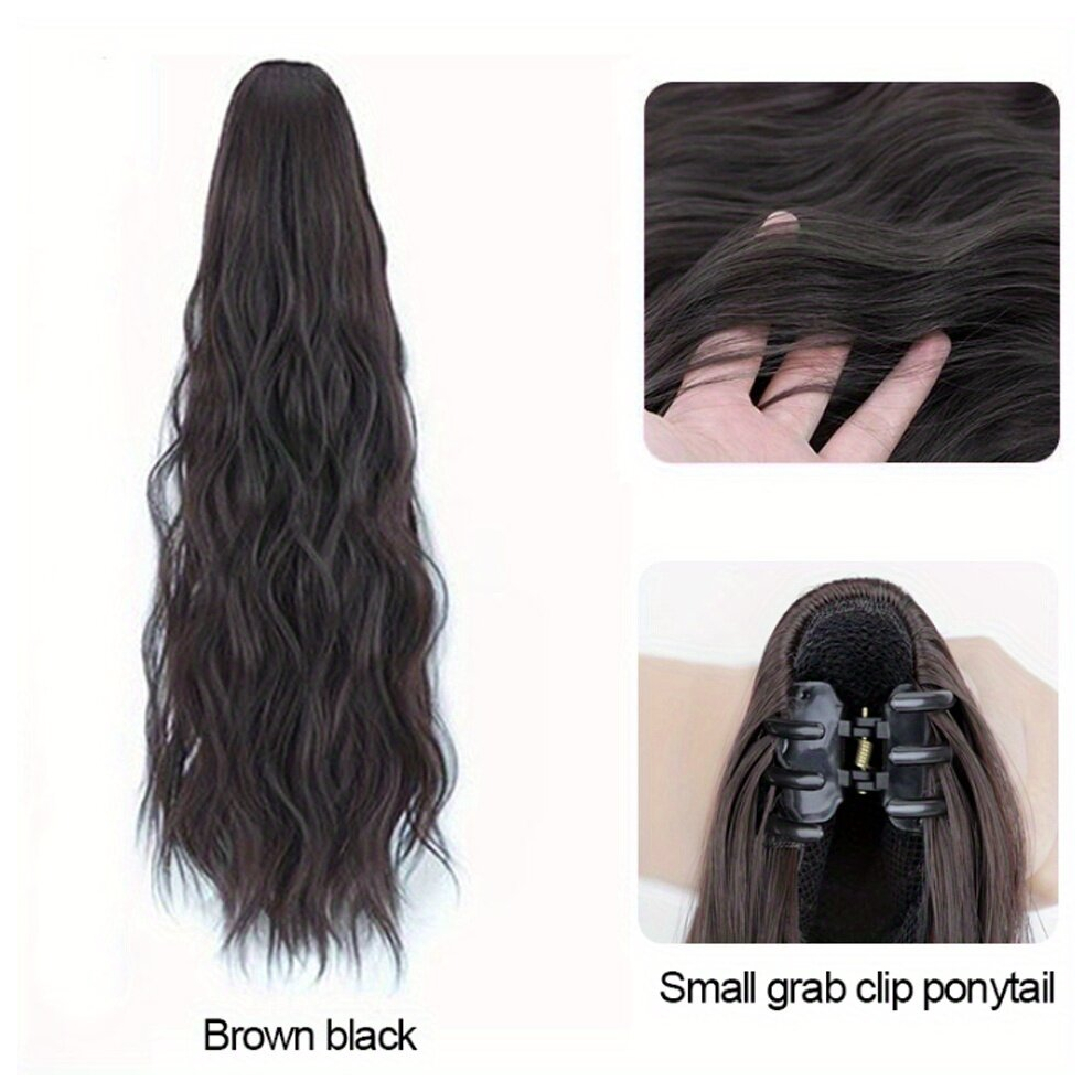 Unisex Multicoloured Synthetic Ponytail Extensions 50 8 Cm Fluffy Long Curly Wavy Hair Extensions Claw Clip In Ponytail Extensions For Women