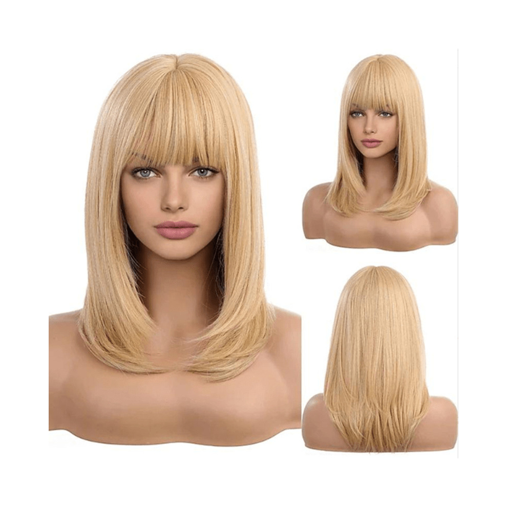 Unisex Multicoloured Gorgeous Ombre Grey Blonde Wigs For Women Heat Resistant Synthetic Wig With Bangs