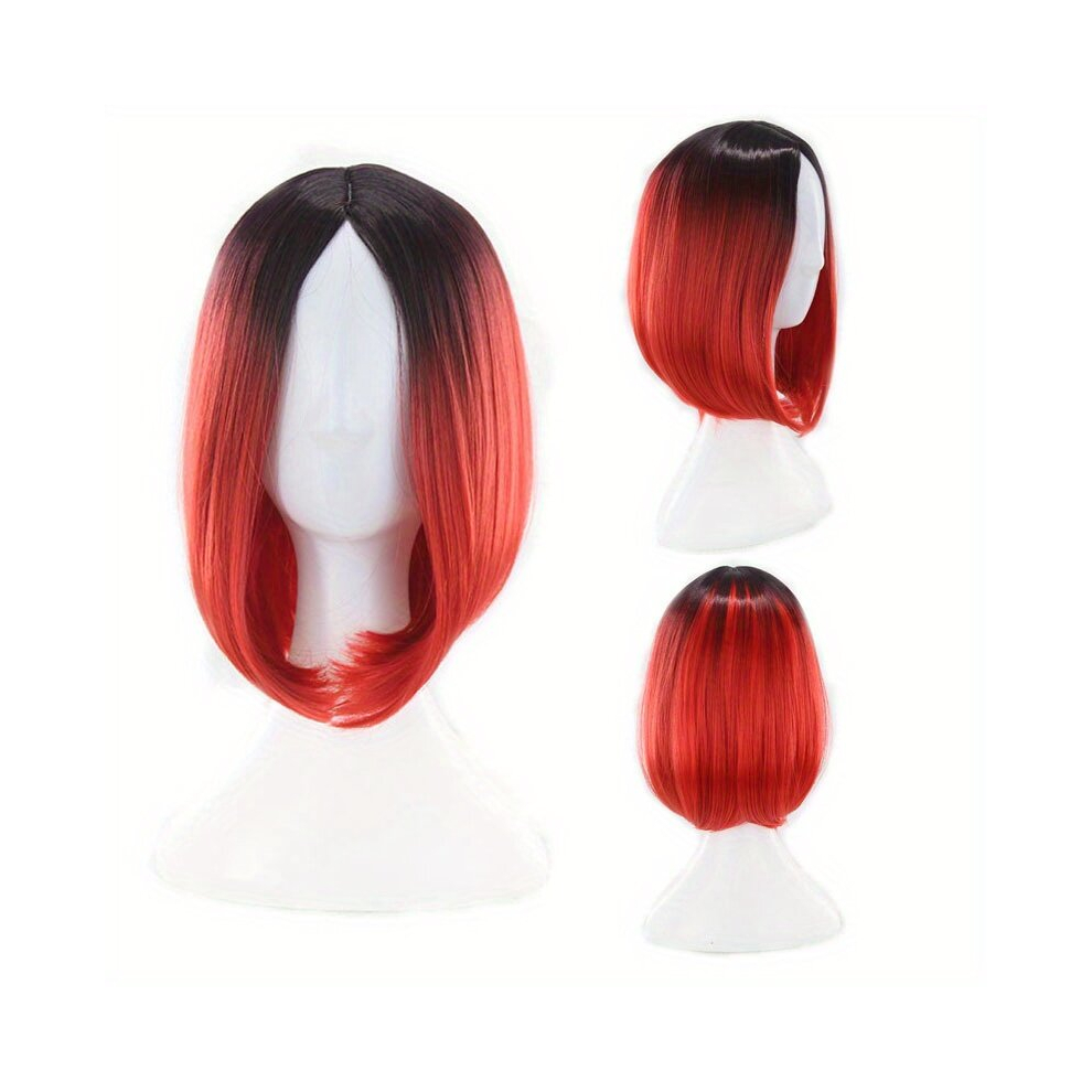 Ombre Short Straight Bob Cut Wig Synthetic Wig Beginners Friendly Heat Resistant
