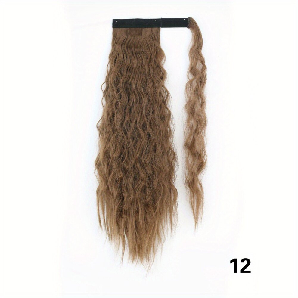 55 88 Cm Long Corn Wavy Ponytail Extensions With Hair Tie Clip In Wrap Around Ponytail Extensions For Women Girls Synthetic Fiber Hair Pieces