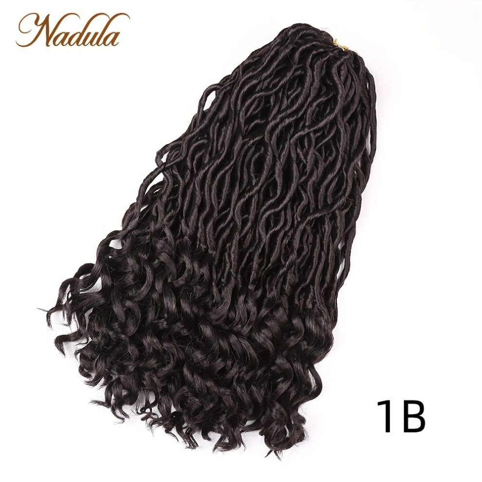 Unisex Multicoloured Nadula Hair 18 Inch Gradient Bicolor Synthetic Hair Goddess Locs Crochet Hair Faux Locs Crochet Hair With Curly The Ends Hair Extensions For Women