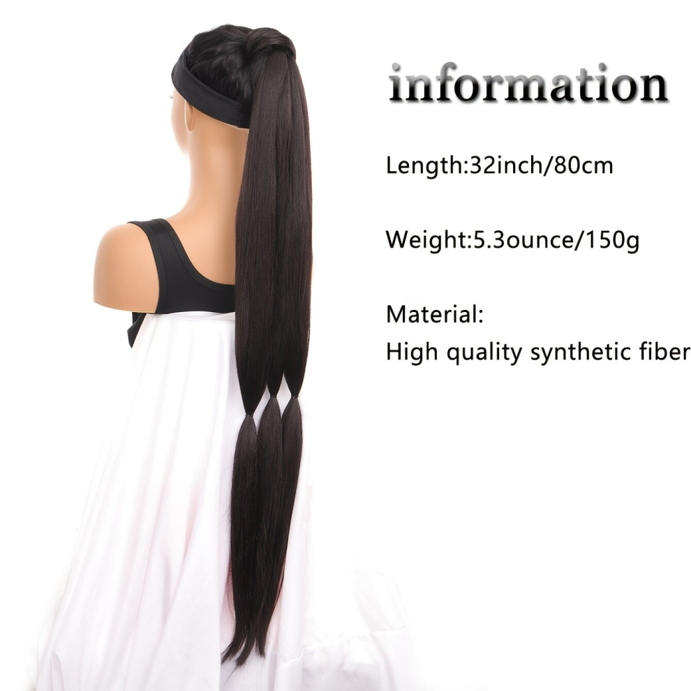Unisex Multicoloured Long Braided Hair Ponytail Extensions With Rubber Band Synthetic Fiber Ponytail Extensions For Women