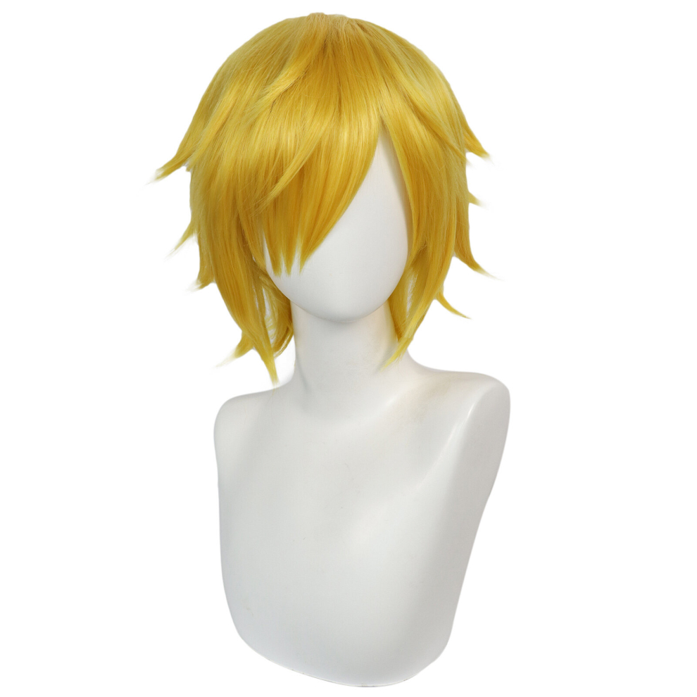 Unisex Multicoloured Short Blonde Wig With Ponytail Halloween Cosplay Costume Wig For Women Heat Resistant Fiber For Women Daily Used