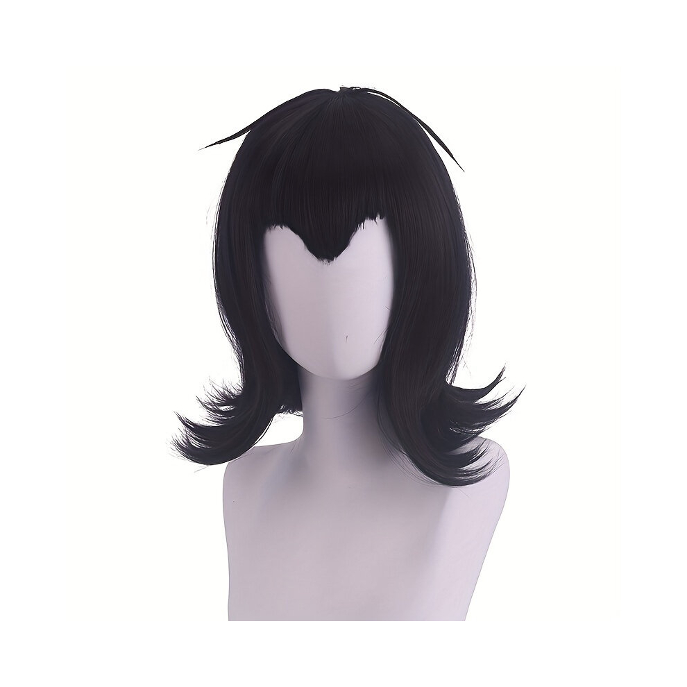 Unisex Black Costume Wigs Short Straight Wig Synthetic Wig With Bangs Anime Cosplay Wig For Halloween Cosplay Party