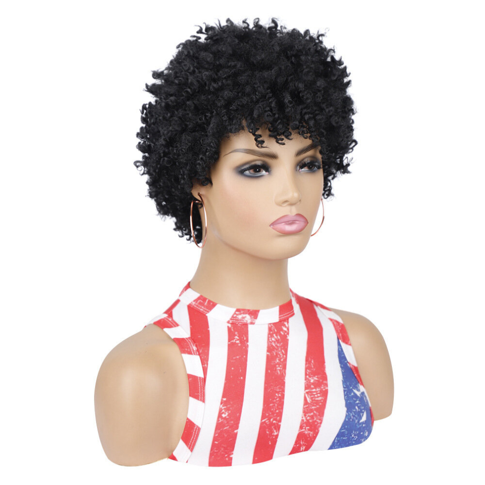Unisex Multicoloured Short Afro Kinky Curly Pixie Cut Wigs For Women Cosplay Costume Party Wig Synthetic Wig