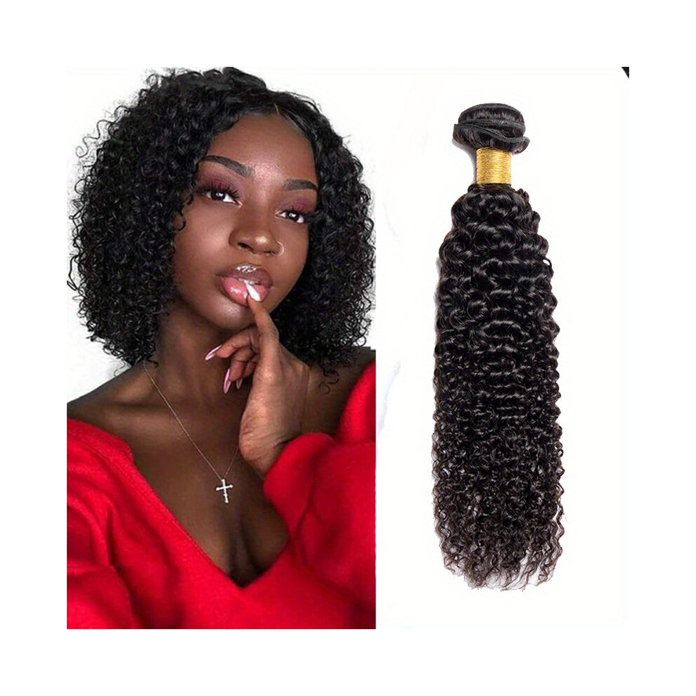 Unisex Black Kinky Curly Bundles Human Hair Curly Weave Bundles Brazilian Virgin Hair Bundles Full Head Hair Natural
