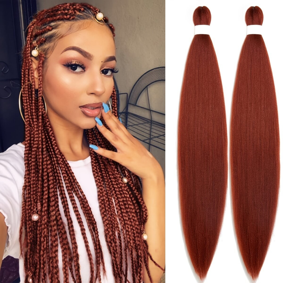 2 Packs Pre Stretched Braiding Hair Kanekalon 66 04 Cm 2 Packs Braiding Hair Pre Stretched Synthetic Hair Extensions For Braiding Box Braids Hair Soft