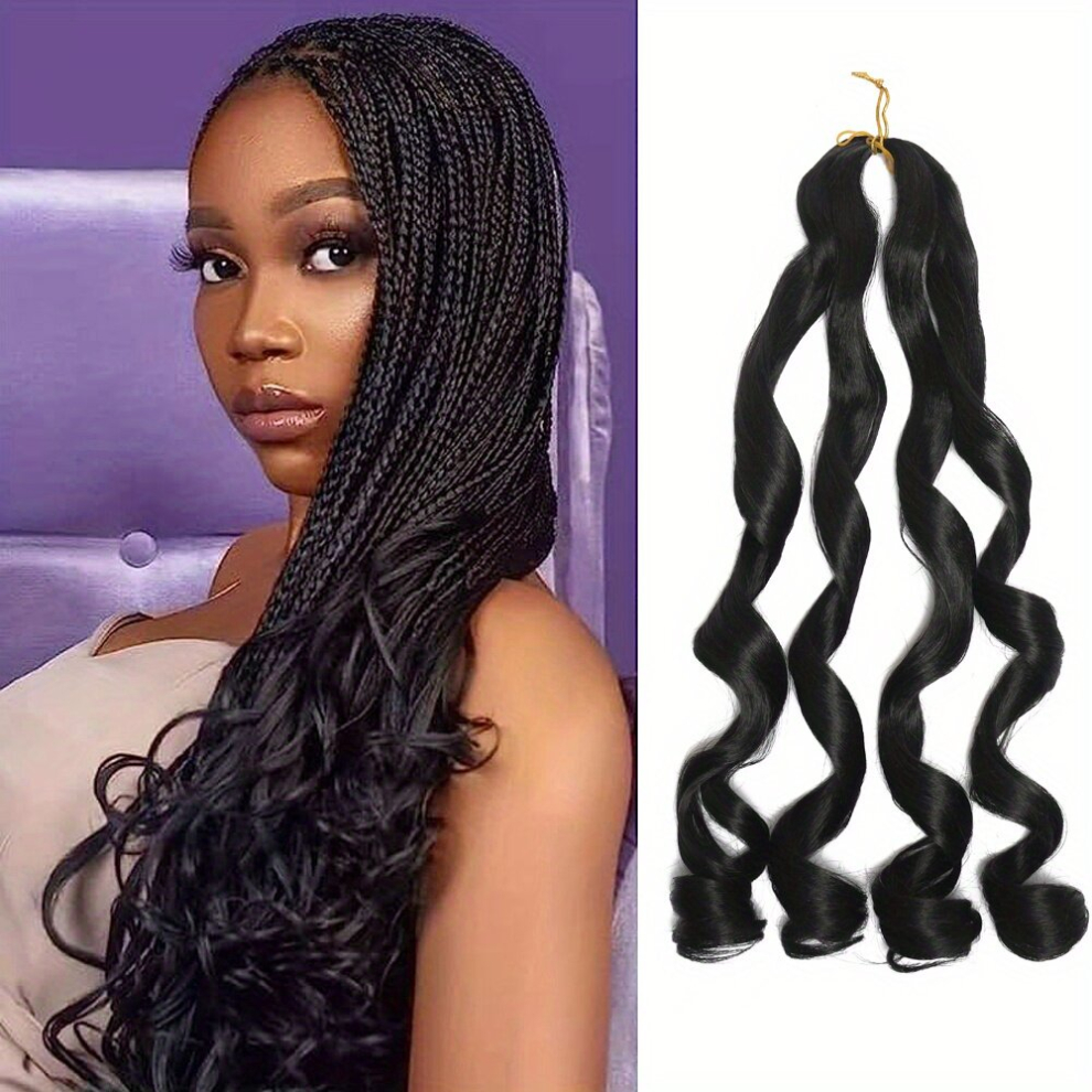 Unisex Black French Curl Braiding Hair 60 96 Cm Bouncy Braiding Hair French Curly Synthetic Hair Extensions French Curly Braiding Hair Wavy Ends Pre Stretched Curl