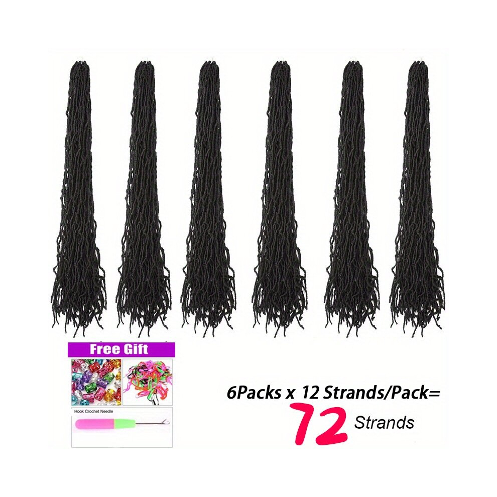 Unisex Black 6 Pack 91 44 Cm Locs Crochet Curly Hair Extensions Pre Looped Synthetic Braids Hair Extensions For Women