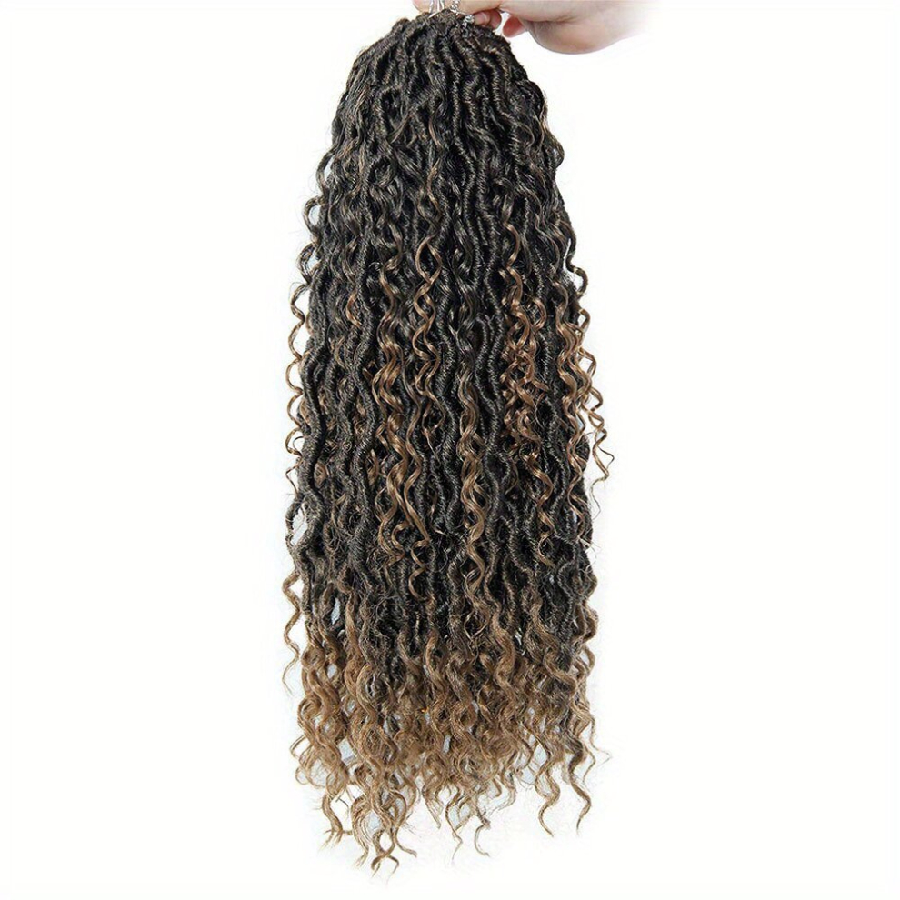 Unisex Multicoloured Goddess Locs Crochet Hair Extensions 45 Pre Looped River Faux Locs Wavy Curly Faux Locs Bohemian Crochet Braids Extensions