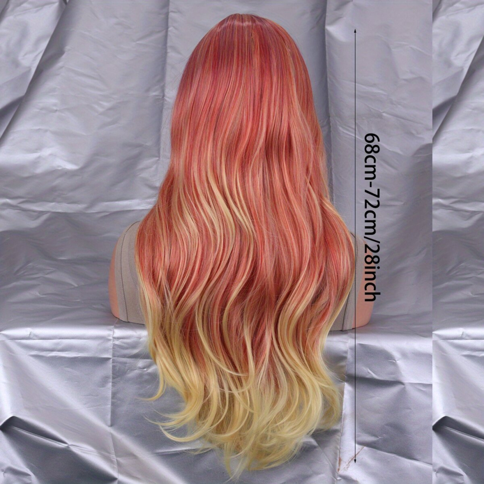 Unisex Multicoloured Wavy Synthetic Hair Ombre Wig Female Cosplay Long Wigs For Women Lolita Halloween Colored Party