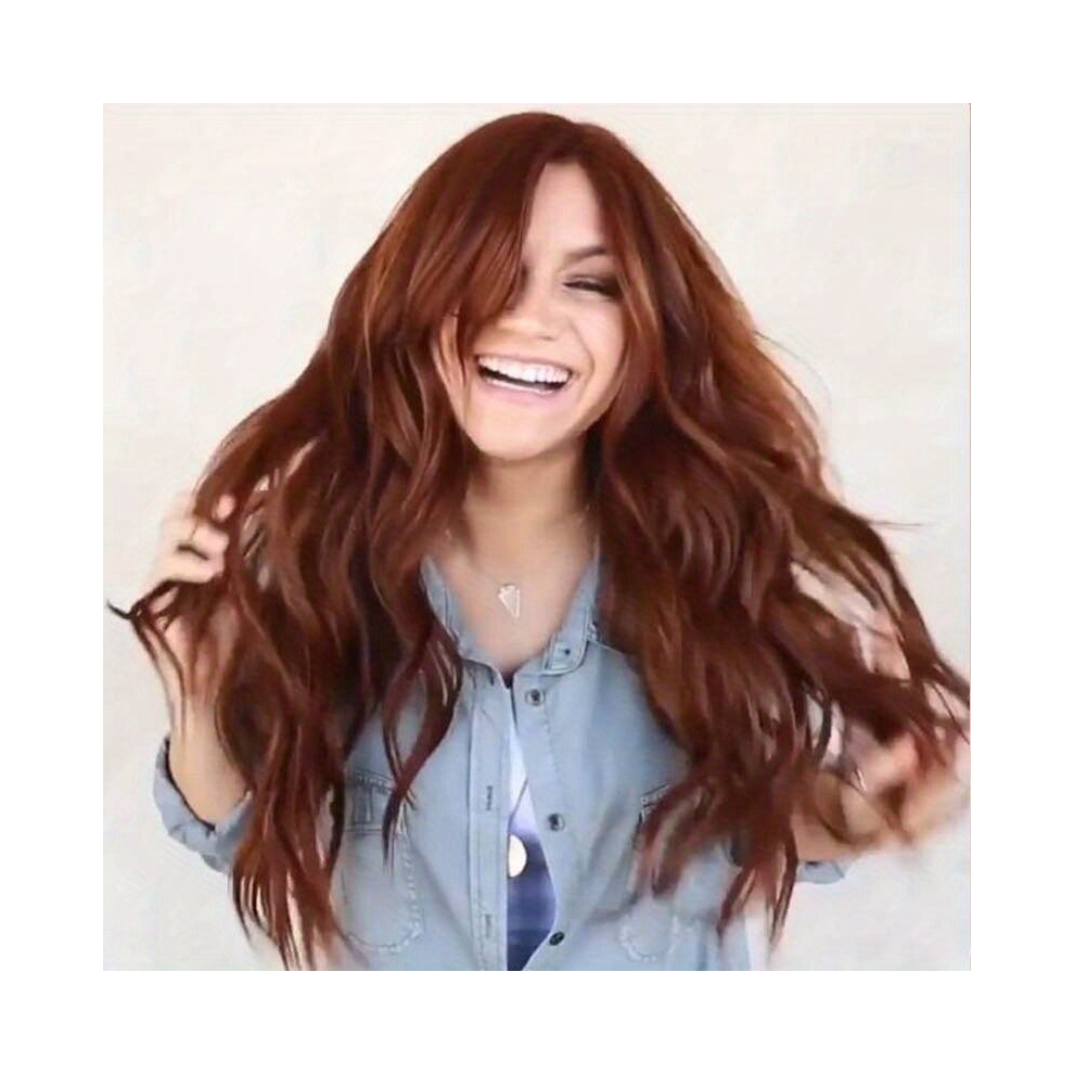 Brown Long Deep Wave Hair Wigs Middle Part Heat Resistant Synthetic Hair Wigs For Women For Cosplay Party Halloween Use