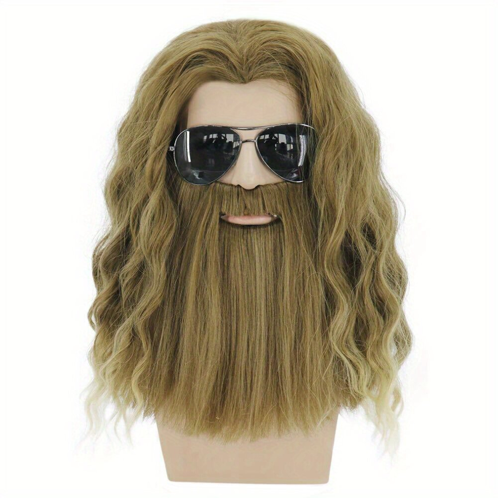 Unisex Multicoloured Costume Wigs Long Curly Wig Beard Wig Synthetic Wig Cosplay Wig For Halloween Cosplay Party