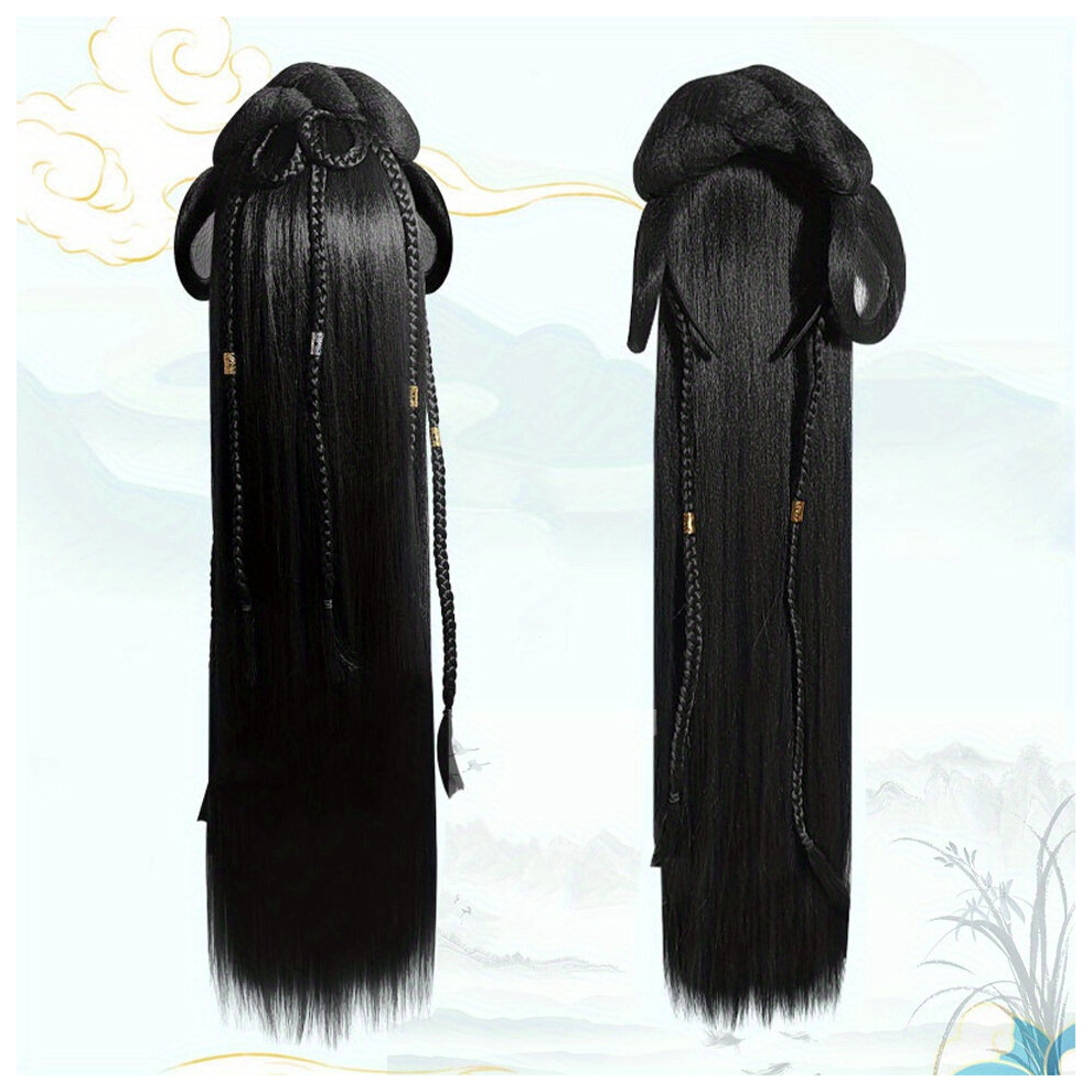 Chinese Style Wig with Headband Synthetic Clip In Hair Extensions for a Stylish and Effortless Look