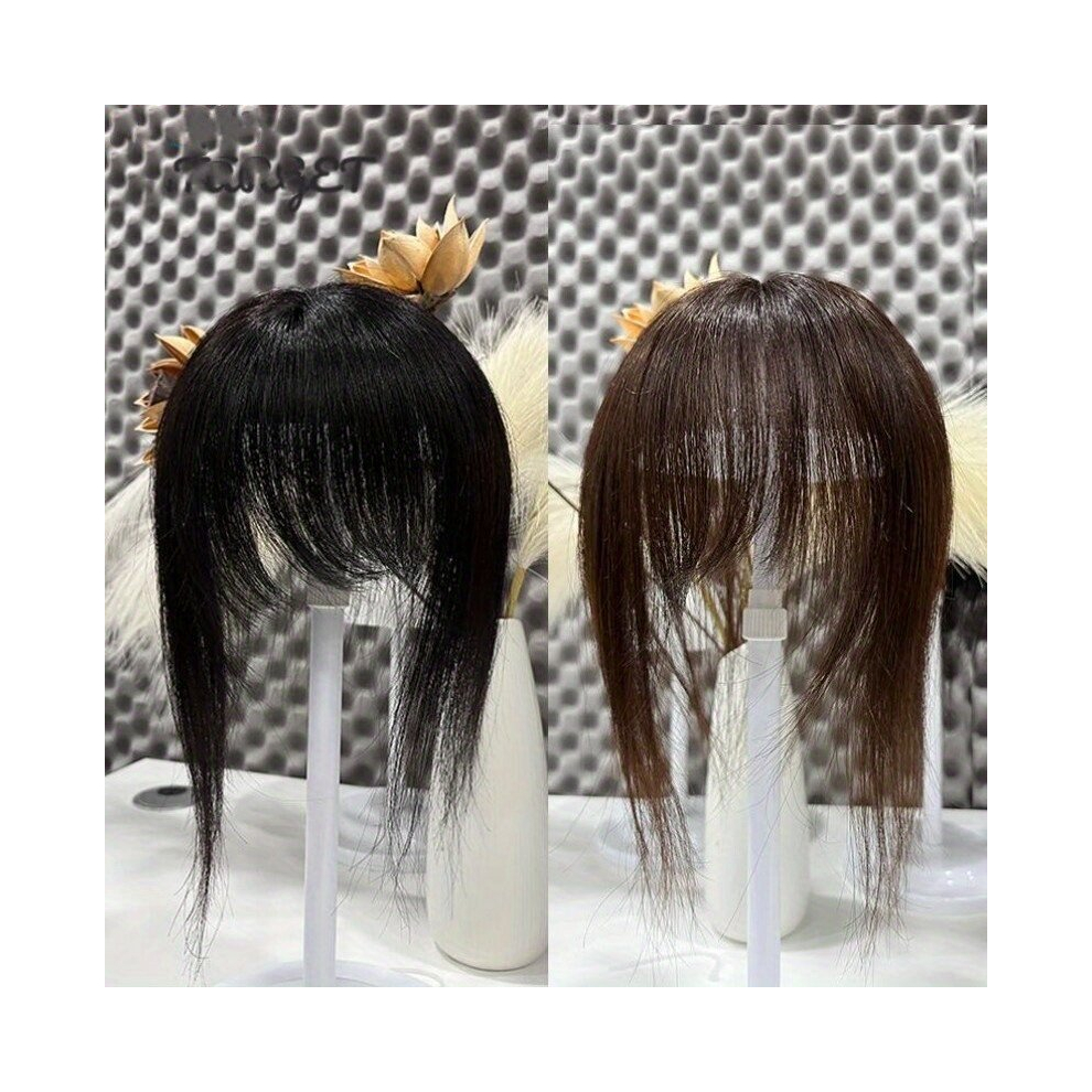 Straight Invisible Human Hair Toppers For Women Clip In 3D Human Hair With Full Bangs Brazilian Human Hair Topper Hair Extensions With Air Bangs Hair