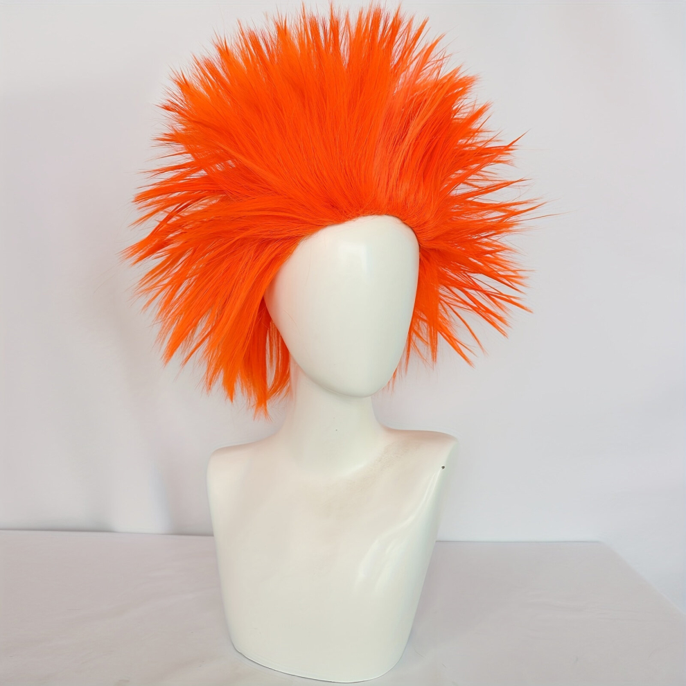 Synthetic Hair Short Straight Orange Cosplay Wig For Halloween & 1pc Wig Cap Costume Wig For Halloween Party