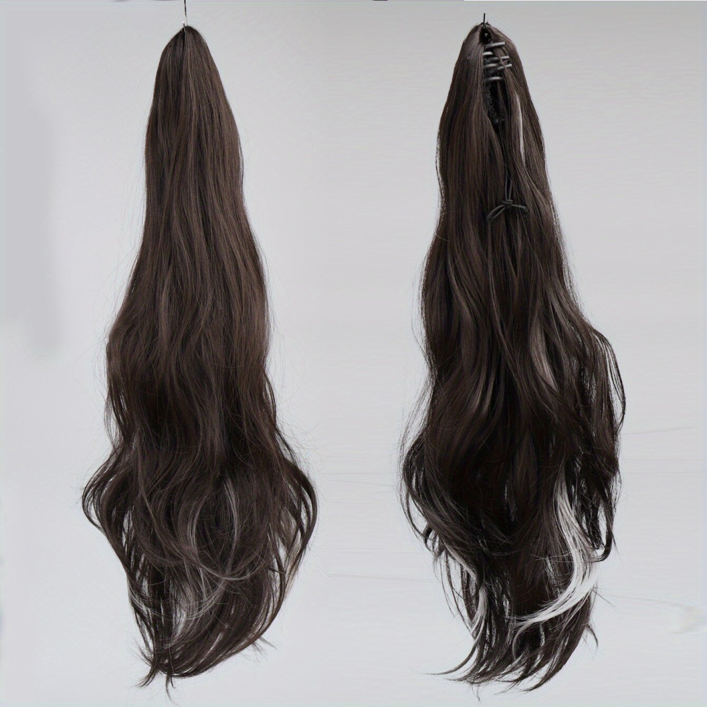 Unisex Multicoloured Highlights Long Curly Claw Ponytail Synthetic Hair Extensions