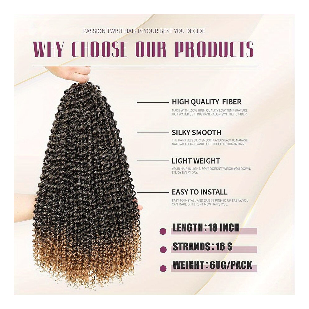 Unisex Brown 6Pack 45 Dream Like Passion Twist Hair Crochet Curly Locs Braids Extensions For Women Synthetic Braiding Hair Extenisons