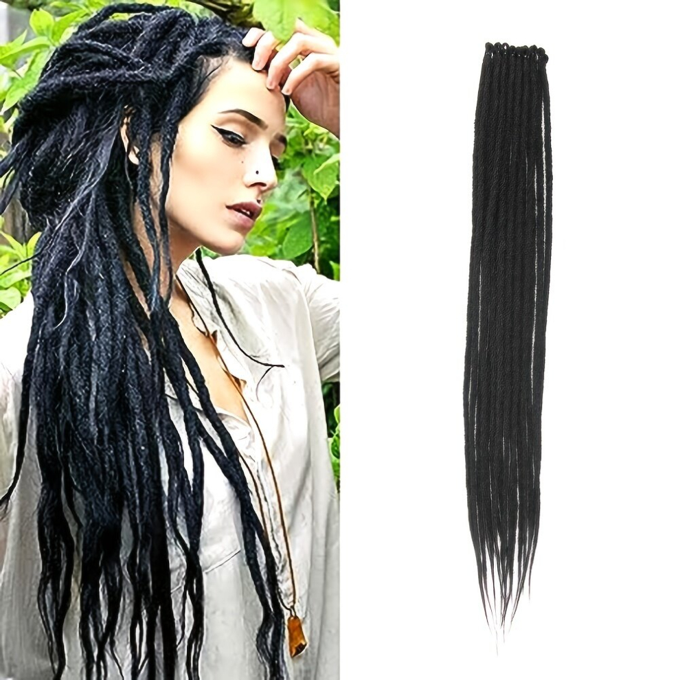 Unisex Black 0 Darkest Brown Dreadlocks Extensions 22 Inch Synthetic Crochet Braided Hair Backcombed Dreads Extensions 20 Strands