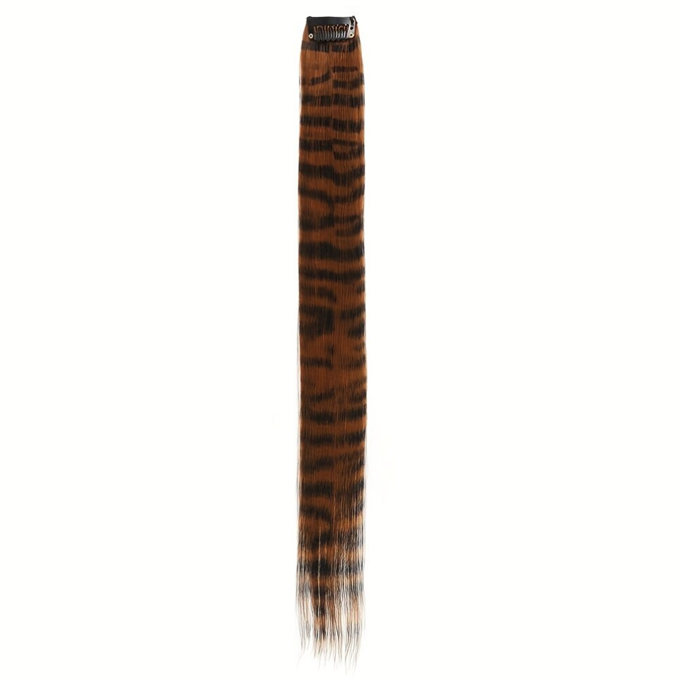 45 72 Cm Synthetic Feather Clip In Hair Extensions Straight Hair Invisible Stripes Hair Extensions Colorful Hair Extensions For Party Halloween Daily
