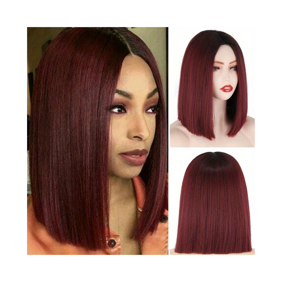 Unisex Brown Fashionable Middle Long Straight Synthetic Wig For Women Perfect For Daily Use Parties And Cosplay