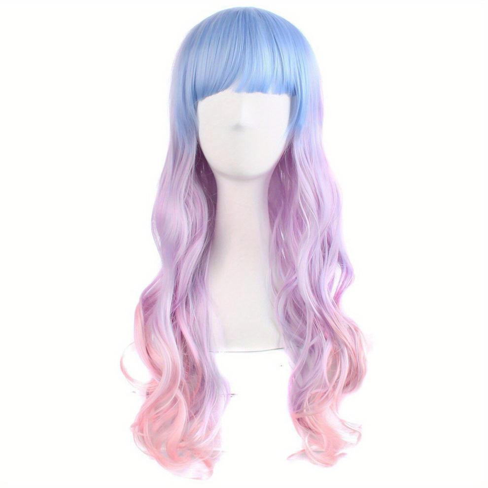 Unisex Multicoloured 71 Wavy Lolita Cosplay Wig Party Wig Synthetic Wig Beginners Friendly