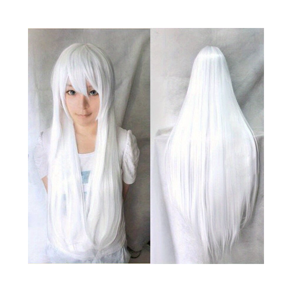 Unisex White Colorful Long Straight Wig With Bangs Synthetic Wig Beginners Friendly Cosplay Wigs For Women 81