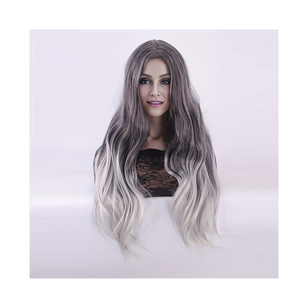 Unisex Multicoloured Long Curly Wavy Wig Synthetic Wig Beginners Friendly Heat Resistant Natural Looking For Daily Use